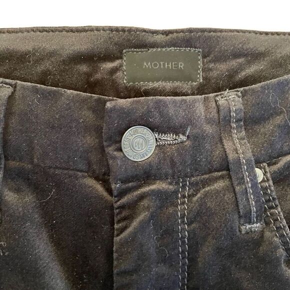 Mother Womens Ankle Velvet High Waisted Looker Pants 25 Black Grunge Skinny Leg - Picture 4 of 10